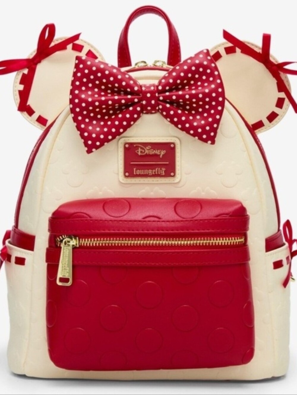 Loungefly Cream & Red Minnie Mouse Polka Dot Bow Mini Backpack